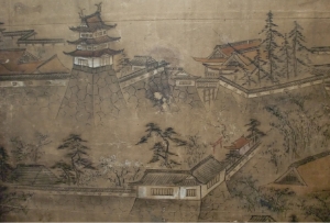 盛岡城内の淡路丸大明神　盛岡城下絵屏風(光台寺蔵)